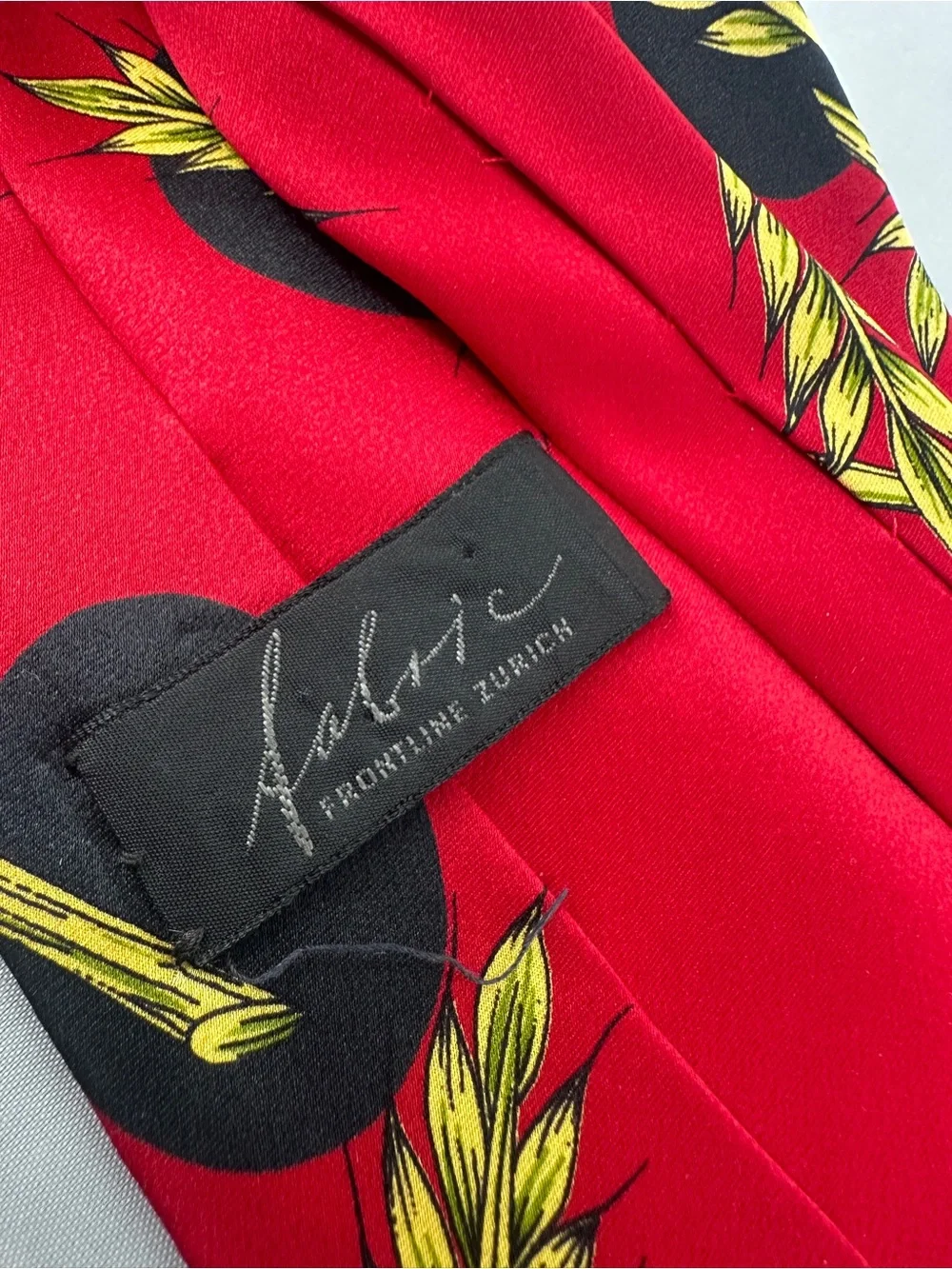 fabric frontline zurich red and black wheat pattern silk tie